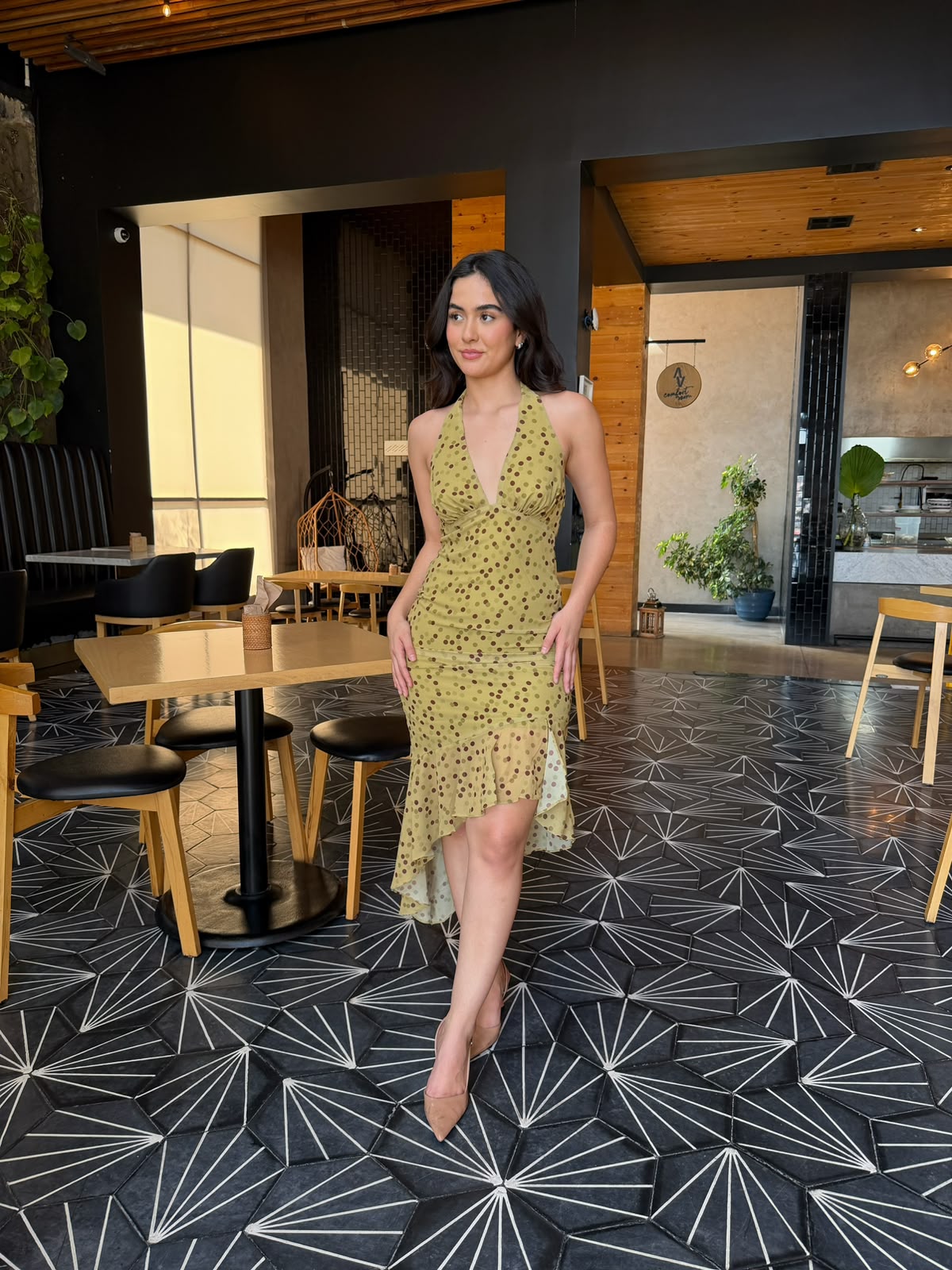 Vestido Dots Verde/Chocolate
