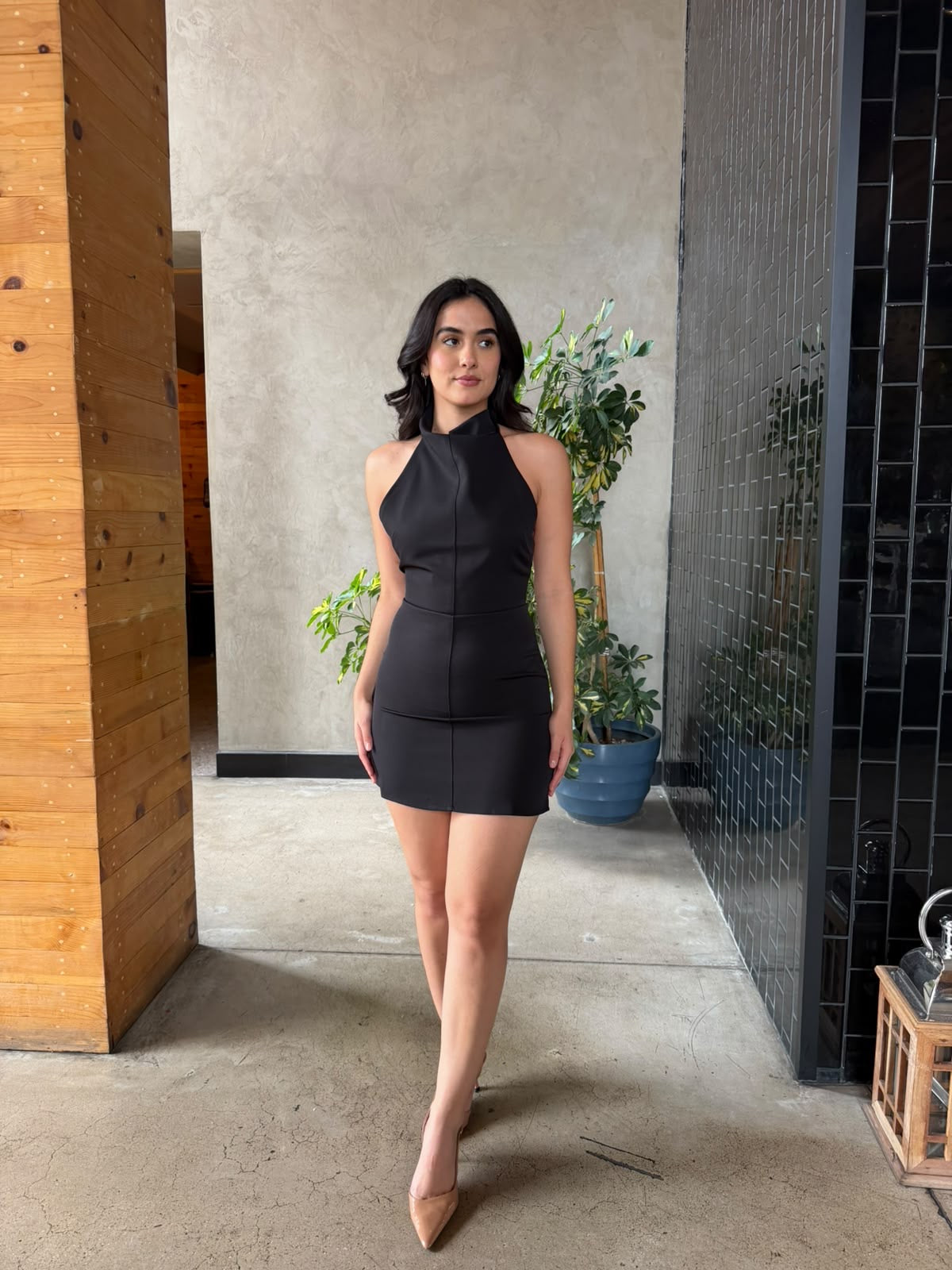 Vestido Halter Formal - Negro