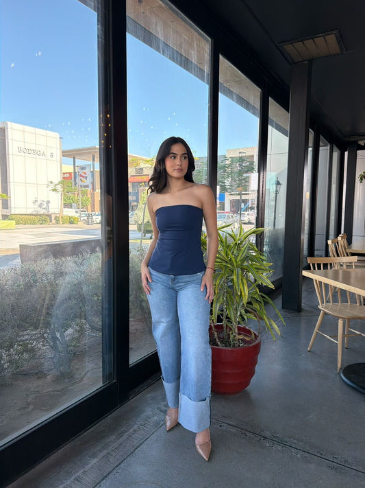 Top Strapless Básico - Navy