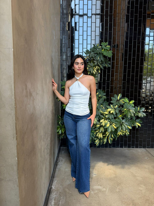 Blusa Halter con Argolla - Blanco