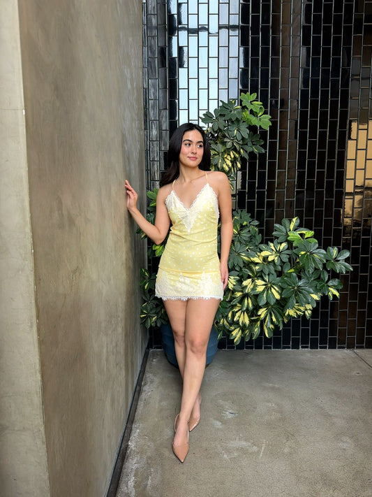 Vestido Dots Encaje Amarillo