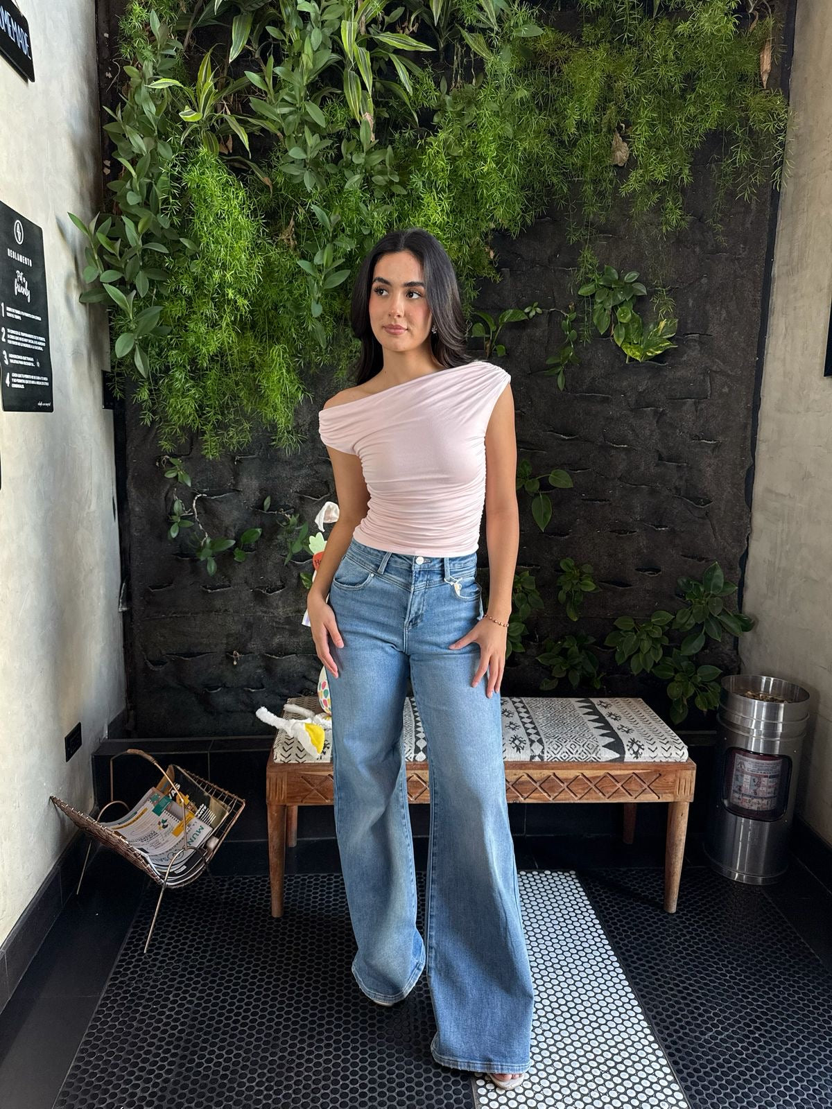 Blusa Corrugada Asimétrica