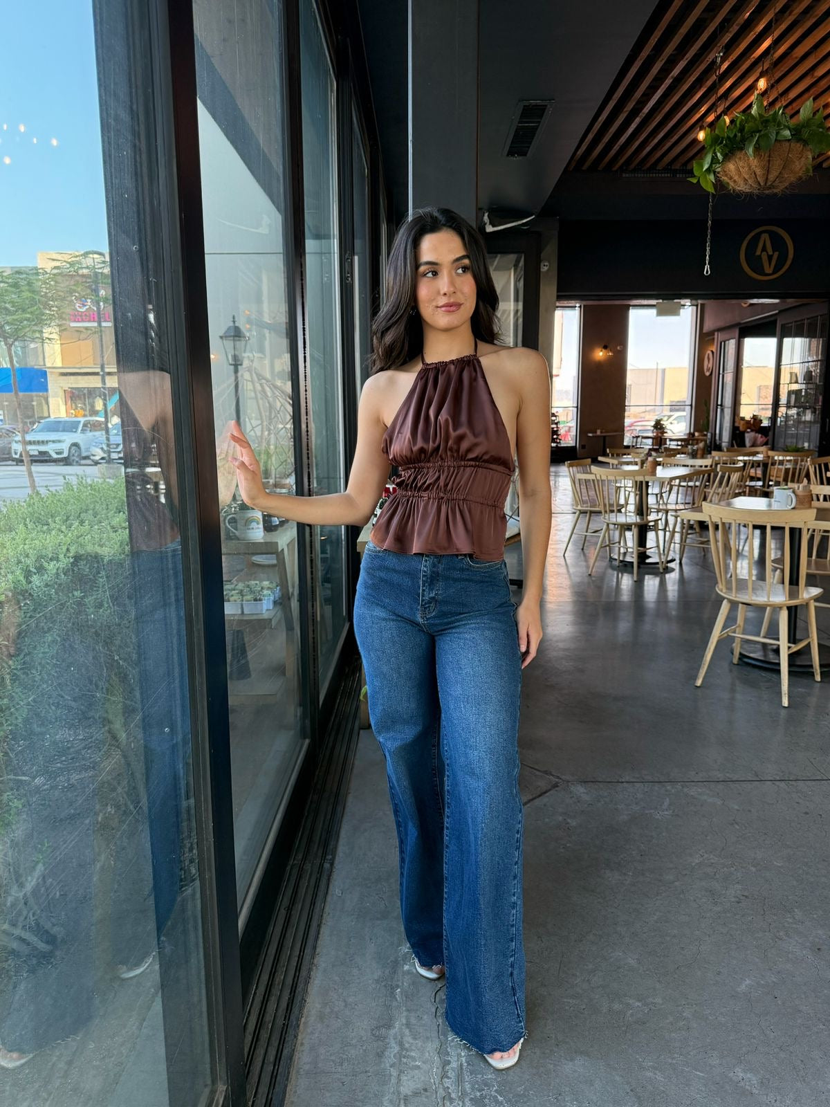 Blusa Satin Escote Espalda