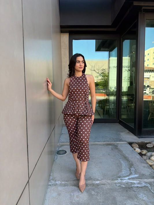 Conjunto Capri Dots - Café