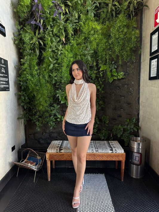 Blusa Halter Lentejuela