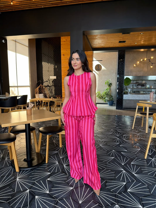 Conjunto Rayas Rosa