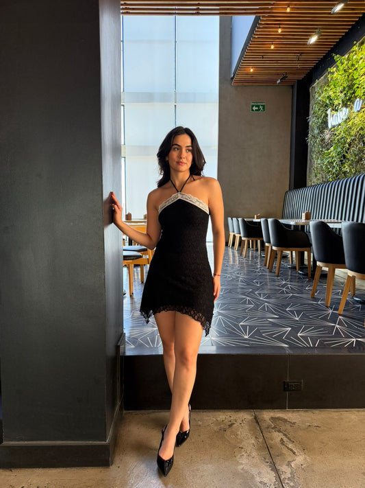 Vestido Encaje Blanco/Negro