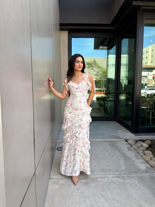 Vestido Largo Flores & Olanes