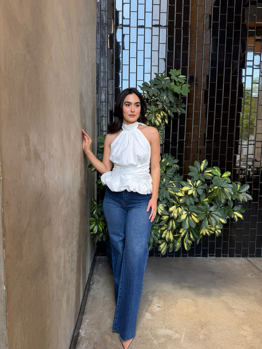 Blusa Halter Bombacha - Blanco
