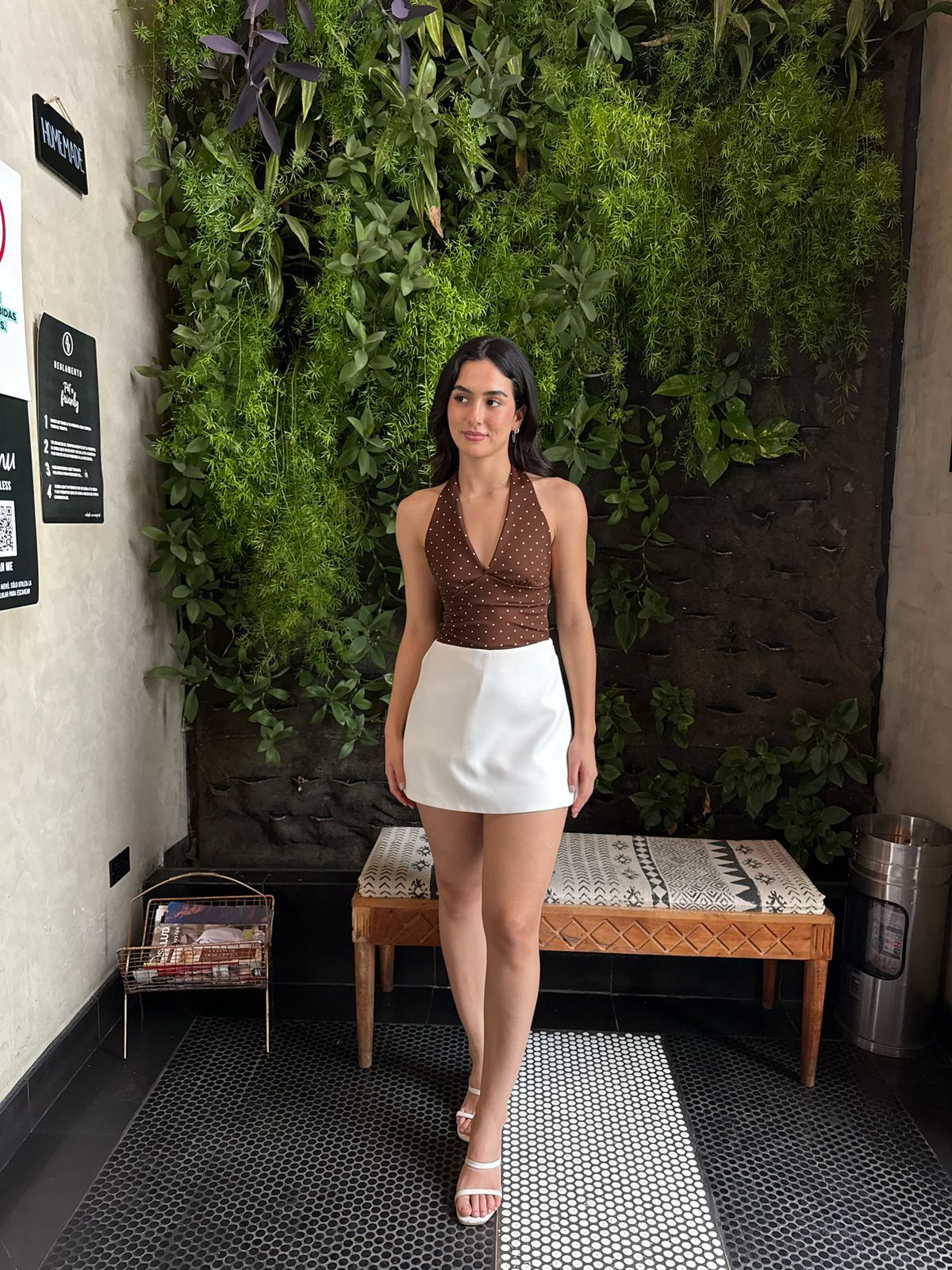 Blusa Halter Dots blancos