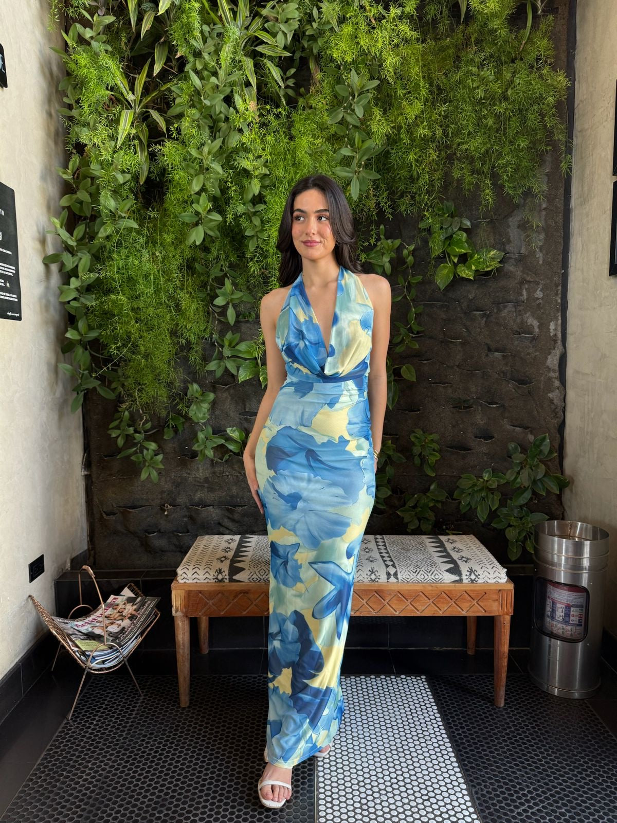 Vestido Halter Flores