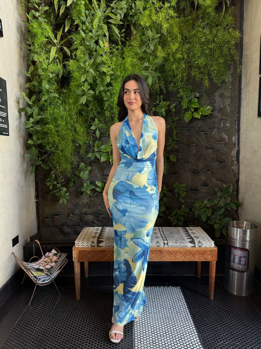 Vestido Halter Flores