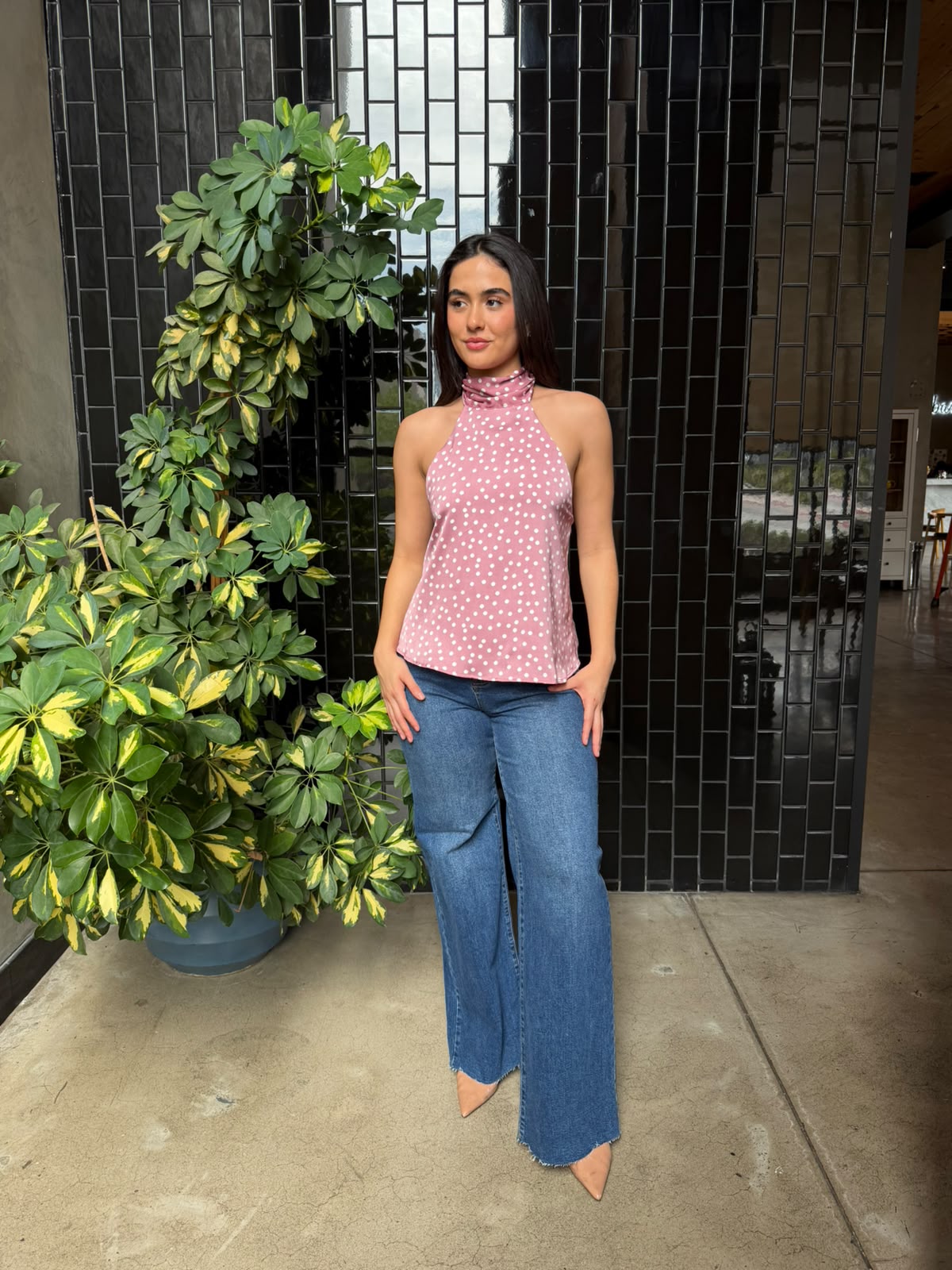 Blusa Halter Dots - Rosa