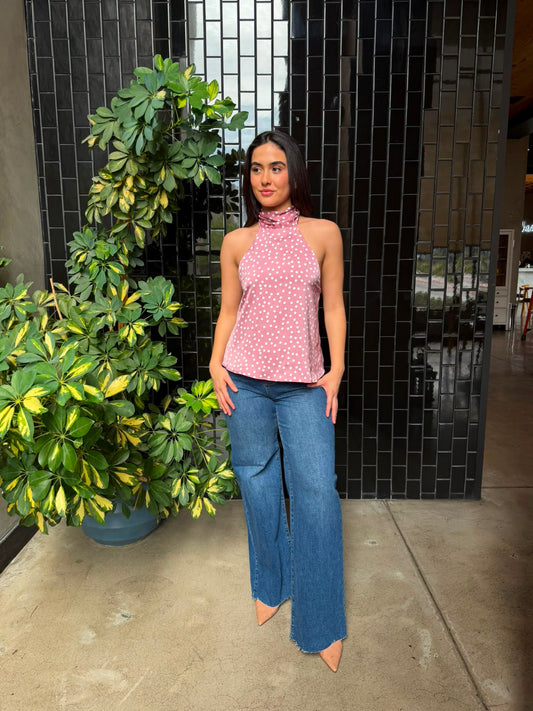 Blusa Halter Dots - Rosa