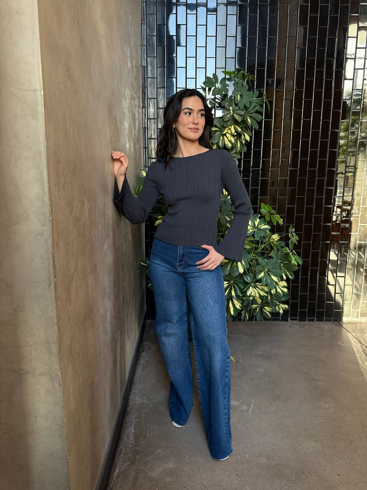 Blusa Manga Larga con Textura