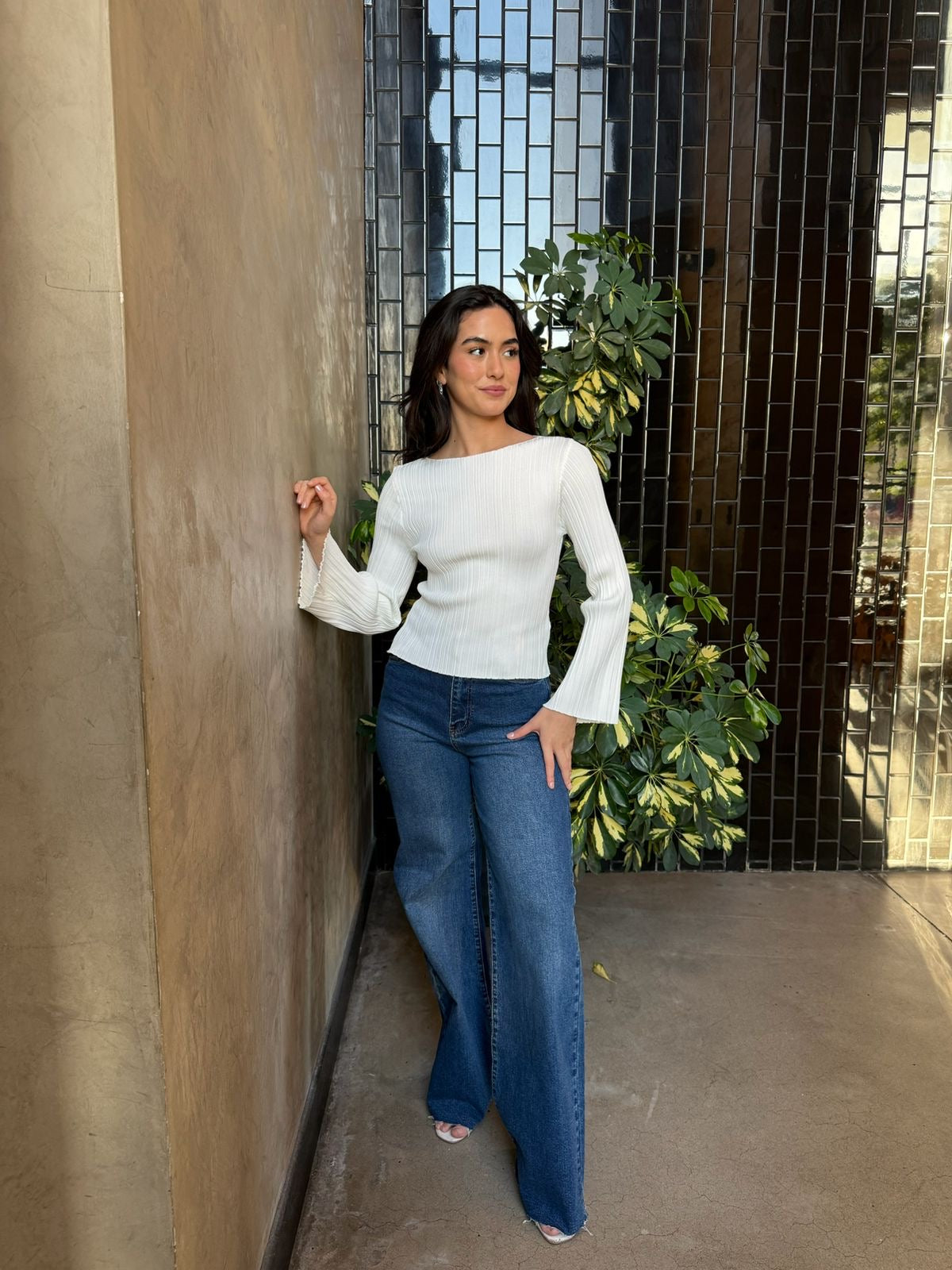 Blusa Manga Larga con Textura