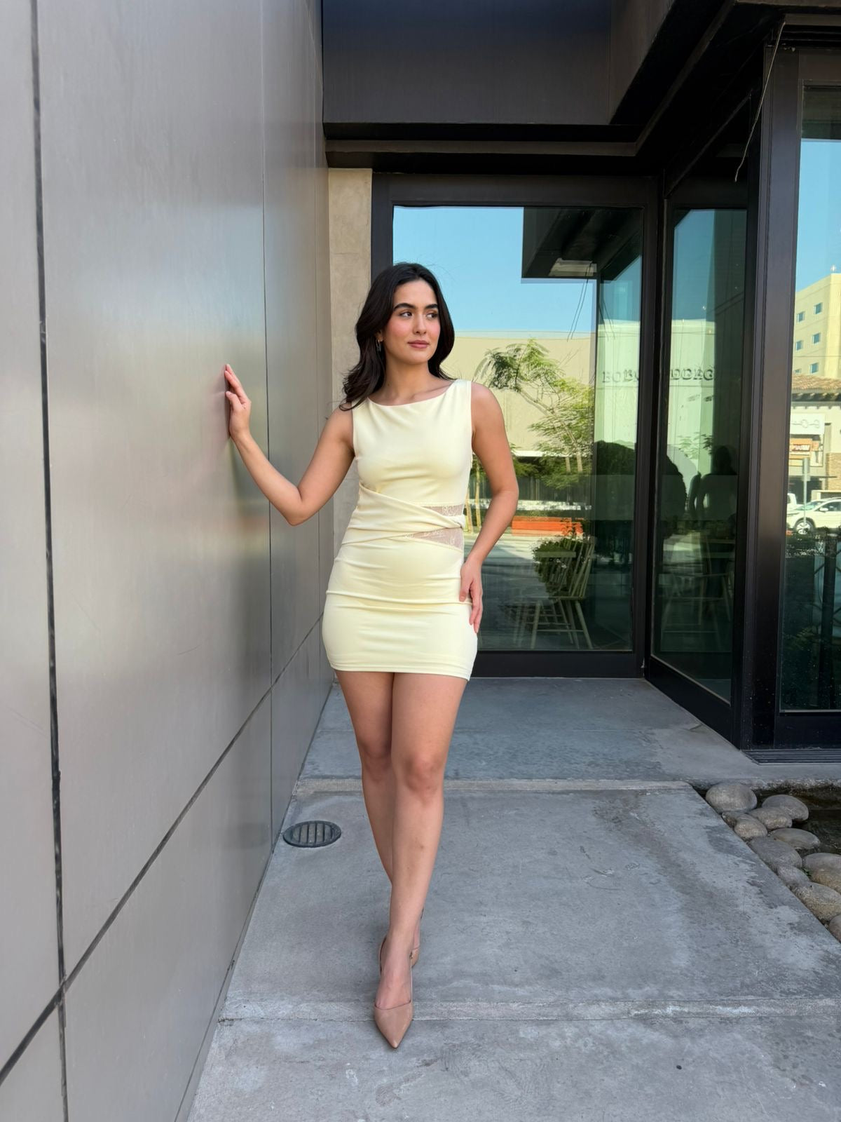 Vestido Amarillo Encaje
