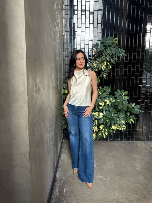 Blusa Halter Satin Amarillo