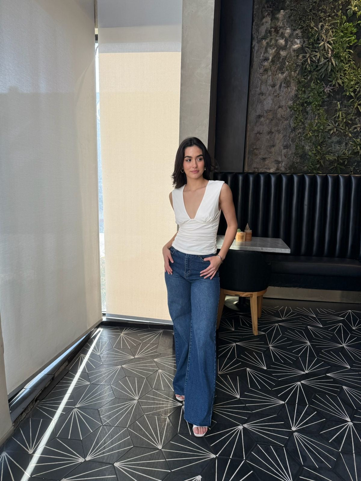 Blusa Corrugada cuello V