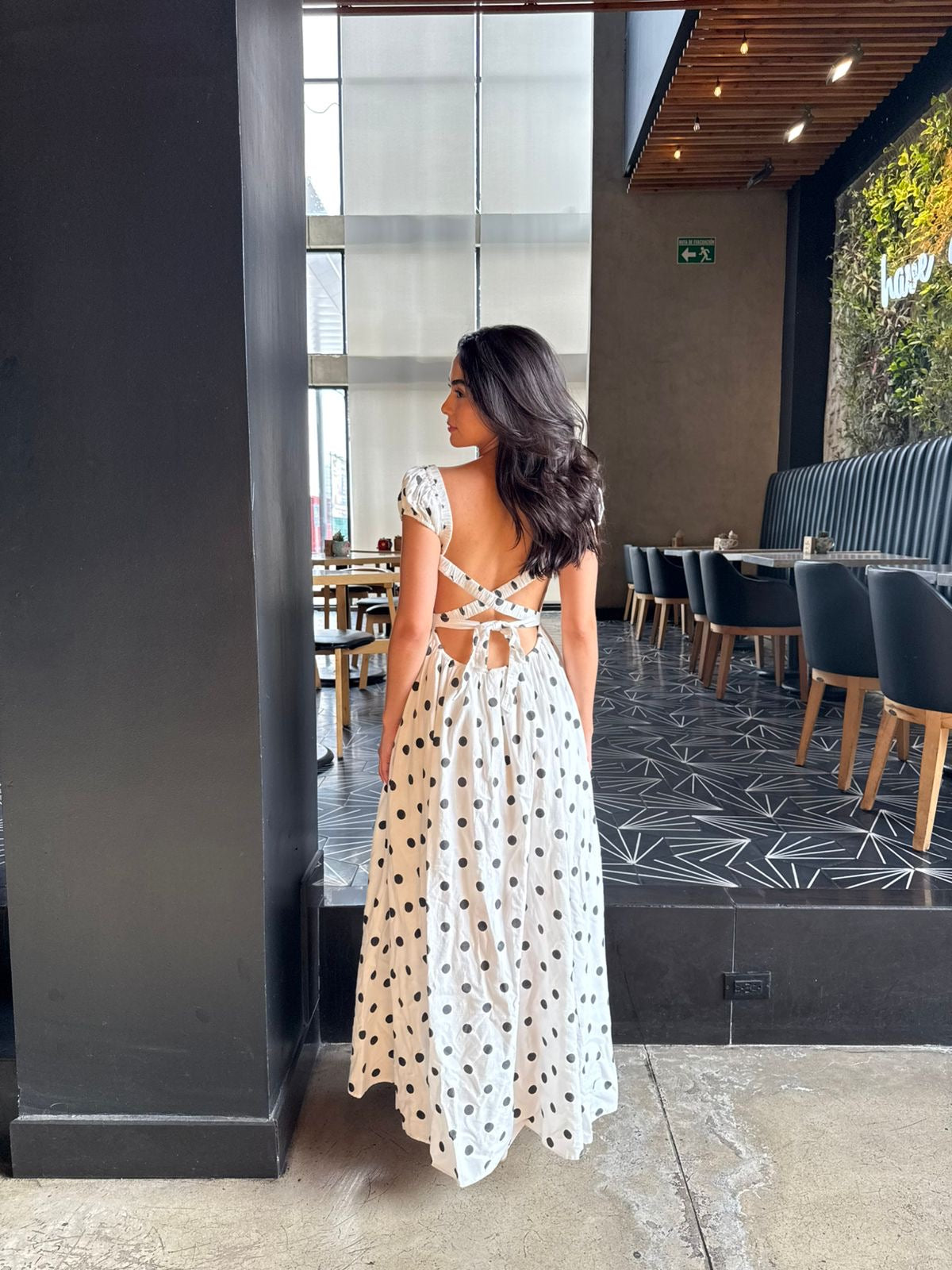 Vestido Largo Dots espalda cruzada