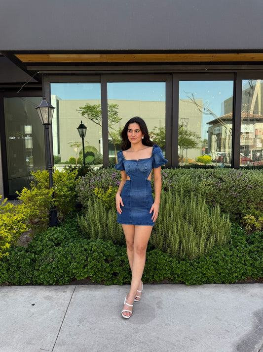Vestido Denim Escote Espalda
