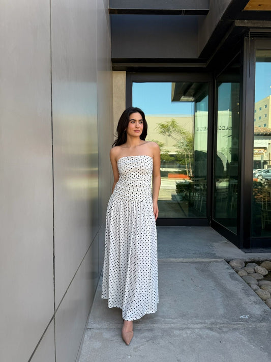 Vestido Strapless Dots