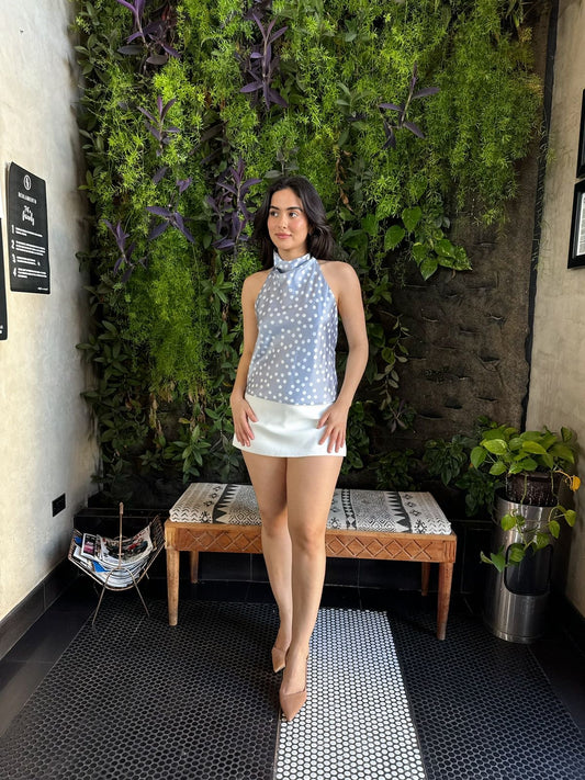 Blusa Halter Satinada Dots