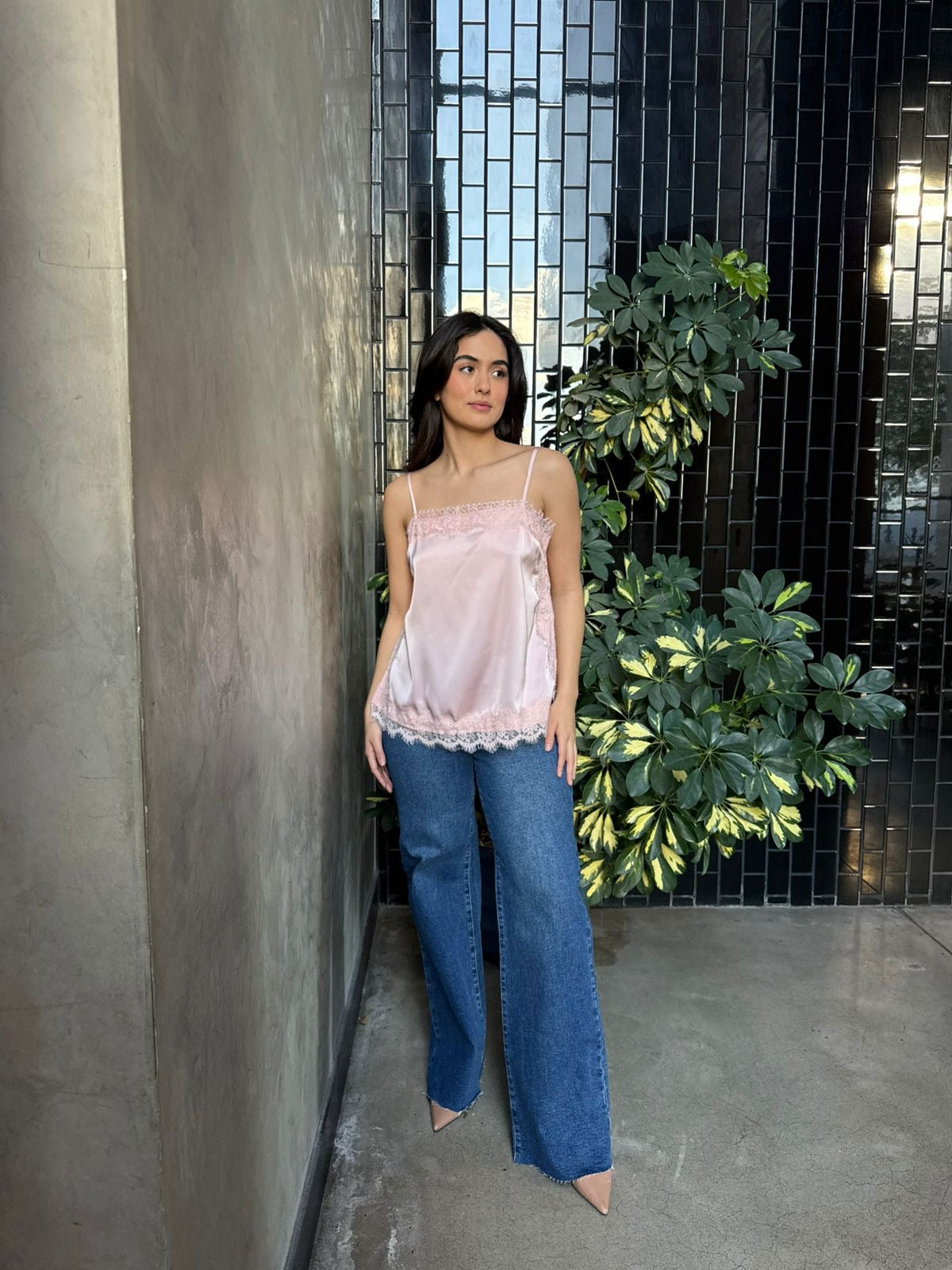 Blusa Tirantes Satin Encaje