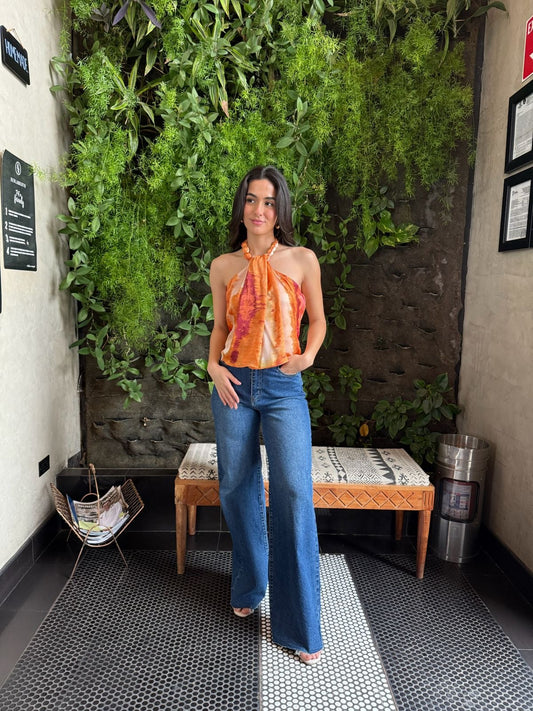 Top Halter Esferas Estampado