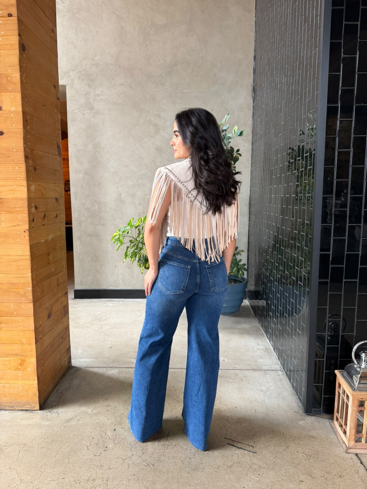 Chaleco Vaquero con Barbitas - Beige
