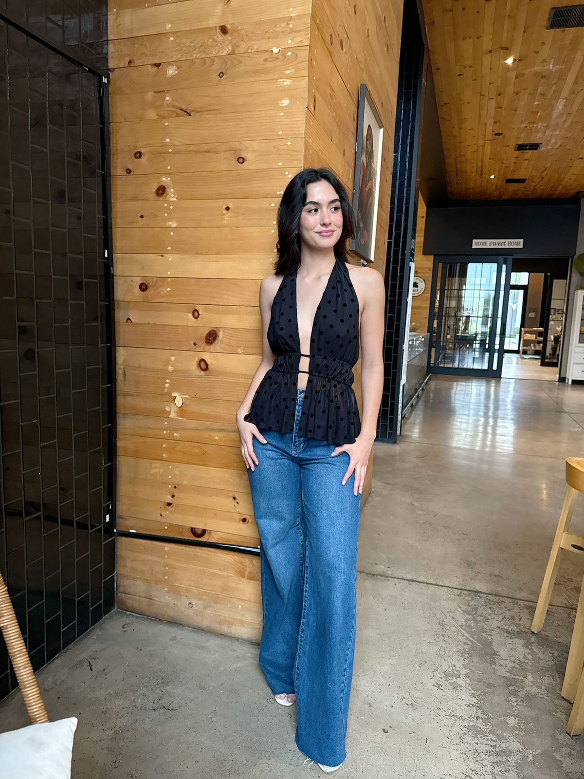 Blusa Halter Dots Corrugada