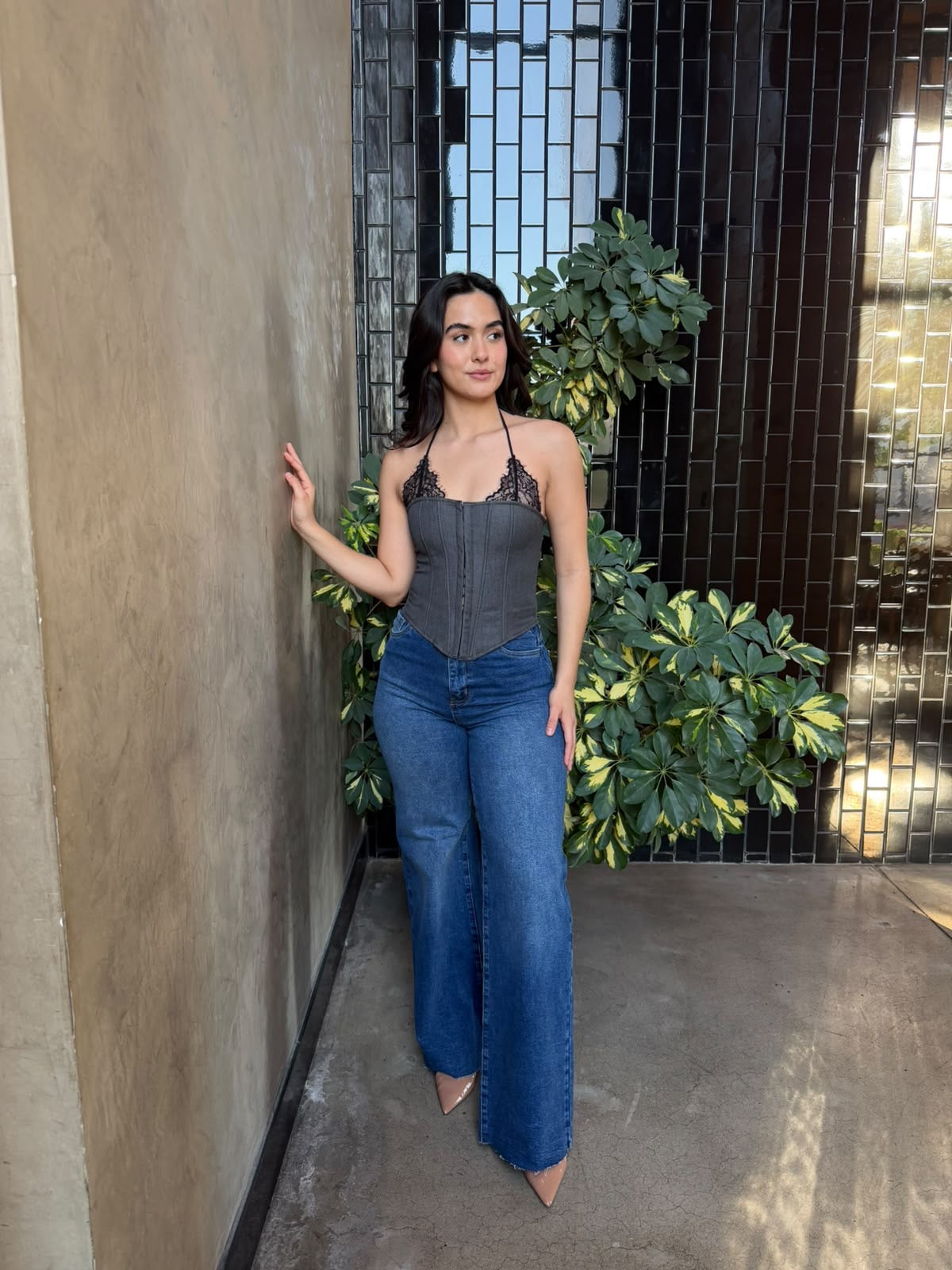 Corset Gris con Encaje