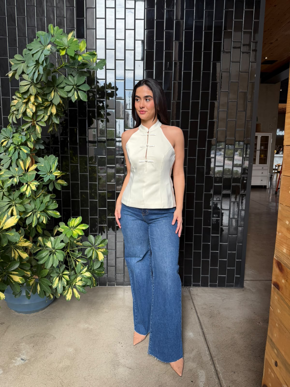 Blusa Botones de Moño - Ivory